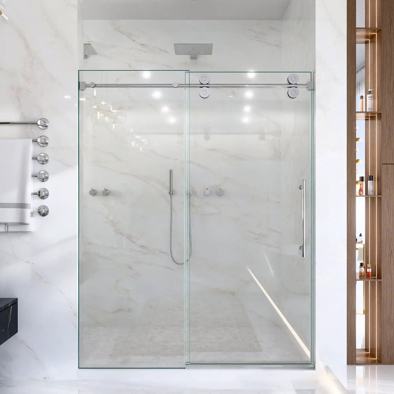 44"-48"W x 76"H Frameless Single Sliding Shower Door by HouseOfZazla