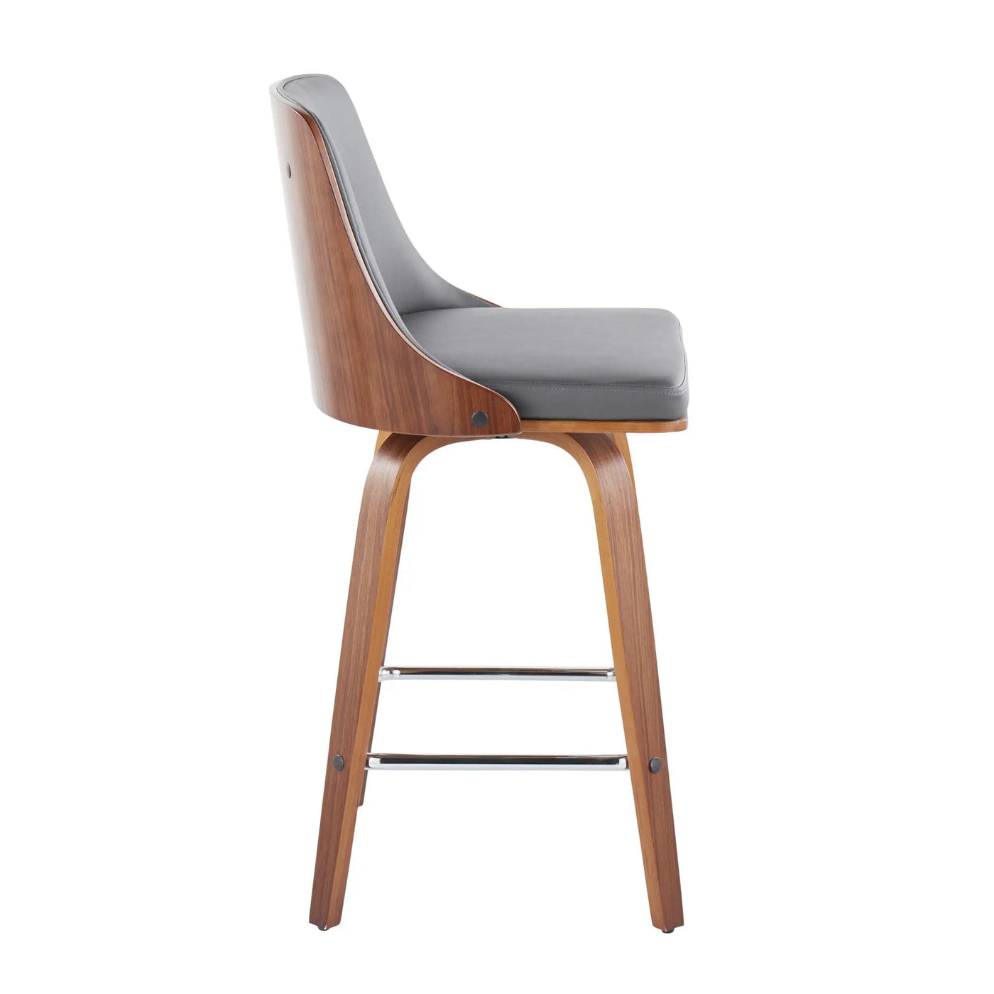 Gianna - Mid Century Modern Fixed Height Counter Stool With Swivel With Square Footrest (Set of 2) by HouseOfZazla