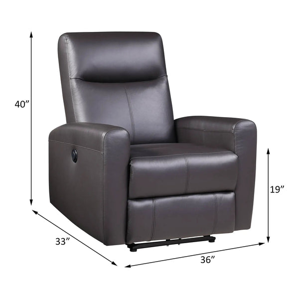 Blane Top Grain Leather Match Power Motion Recliner - Brown, photo 2 of 4