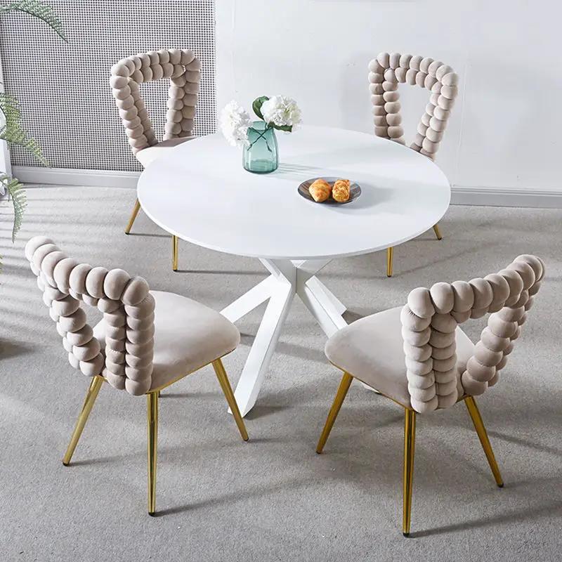 Modern Chair With Iron Tube Legs, Soft Cushions And Comfortable Backrest, Suitable For Dining Room, Living Room, Cafe, Hairball Back by HouseOfZazla