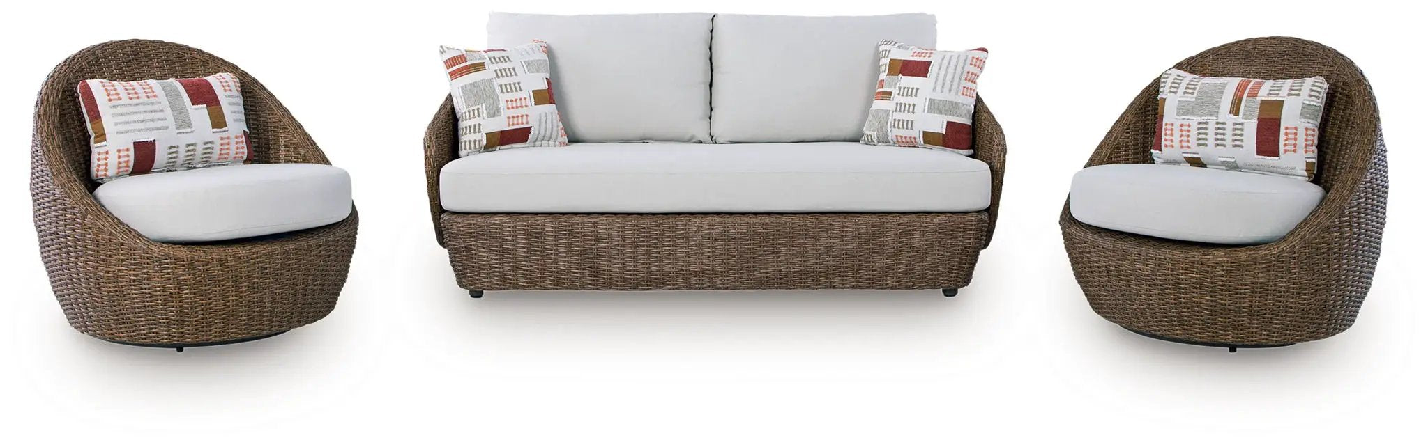 Double Point - Loveseat, Swivel Chairs Set (Set of 3) - Beige by Unique Piece Furniture