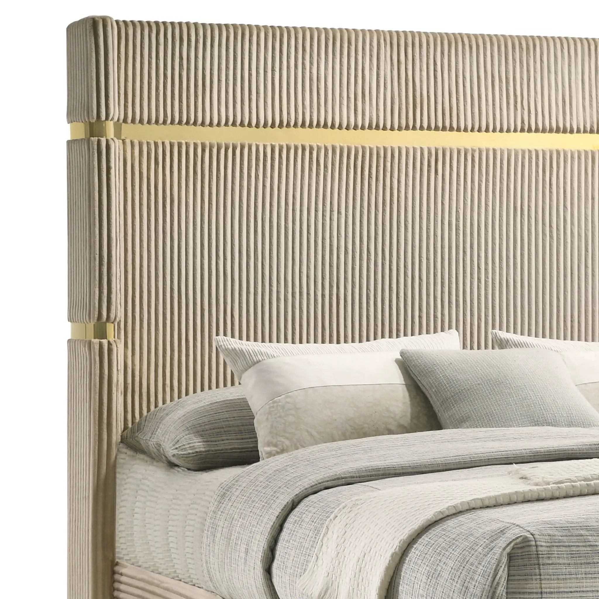 Lucia 61-inch Upholstered Eastern King Wingback Bed Beige by Unique Piece Furniture