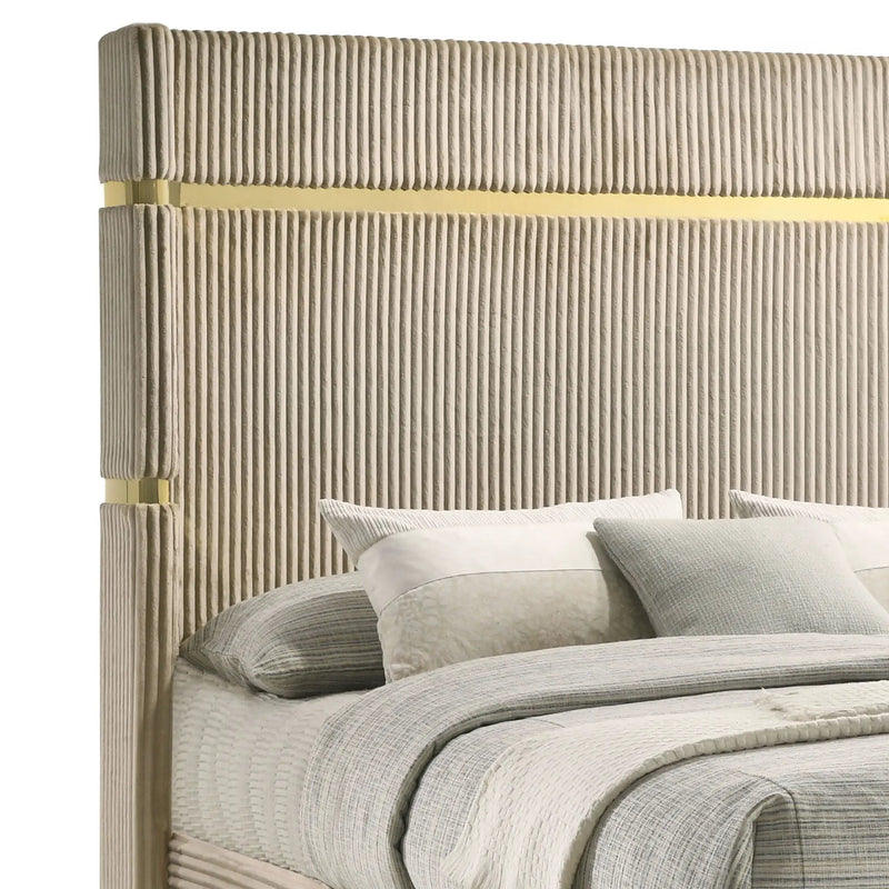 Lucia 61-inch Upholstered Eastern King Wingback Bed Beige by Unique Piece Furniture