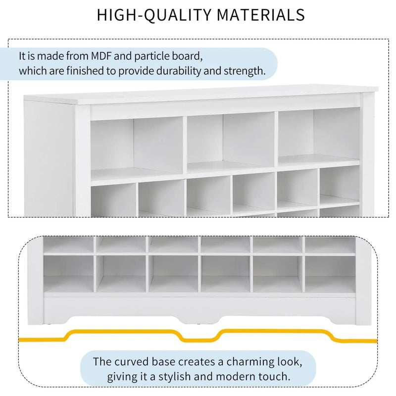 24 Shoe Cubby Console, Shoe Cabinet - White by Unique Piece Furniture