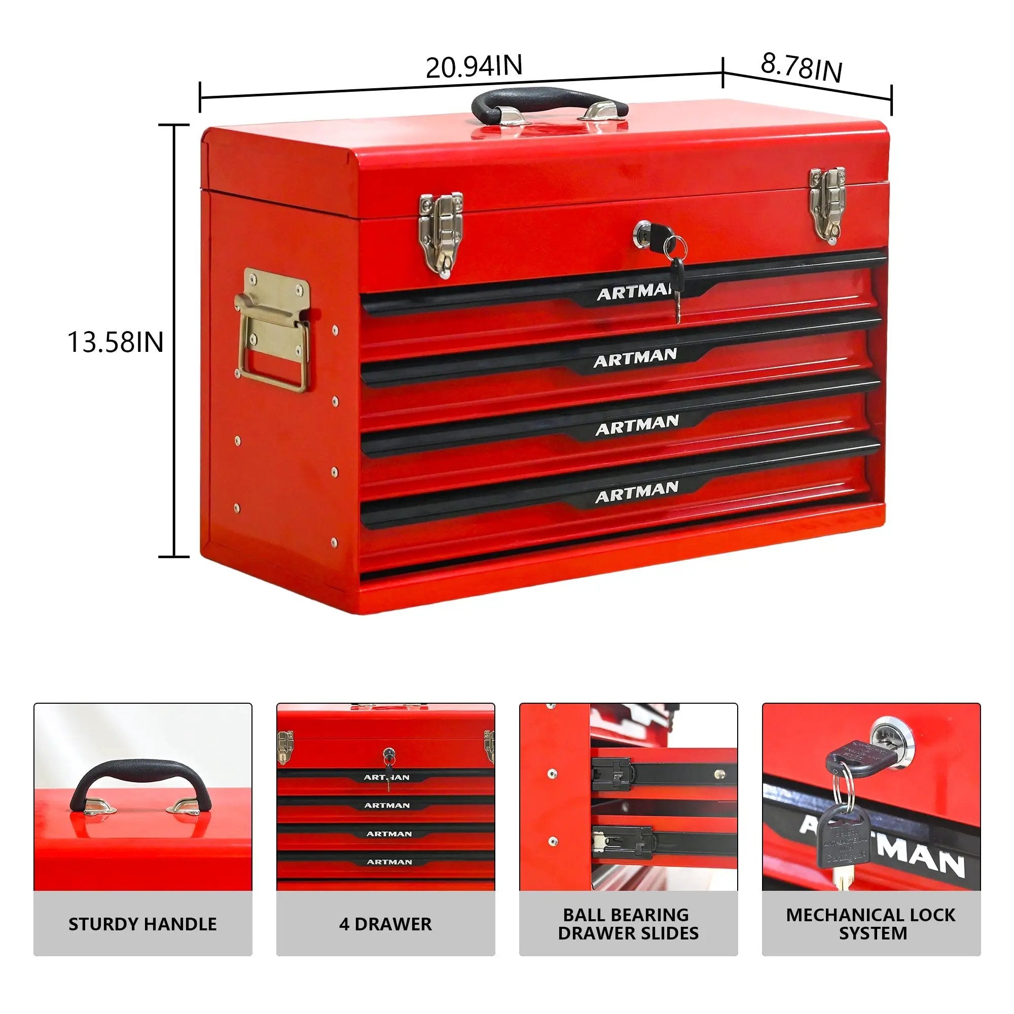 20-inch Steel Portable Tool Box with Drawers by HouseOfZazla
