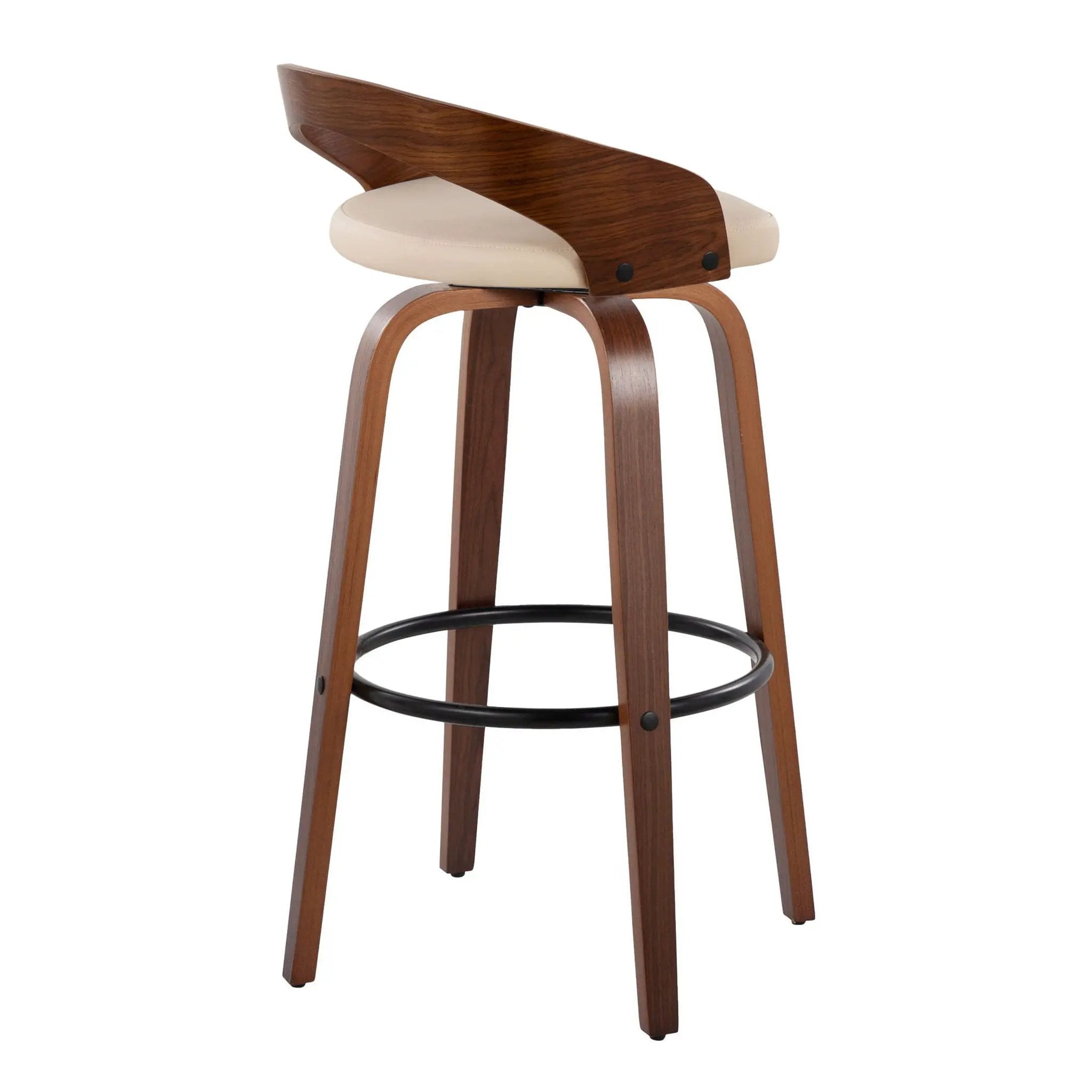 Grotto - Mid Century Modern Fixed Height Barstool & Swivel With Round Footrest (Set of 2) by HouseOfZazla
