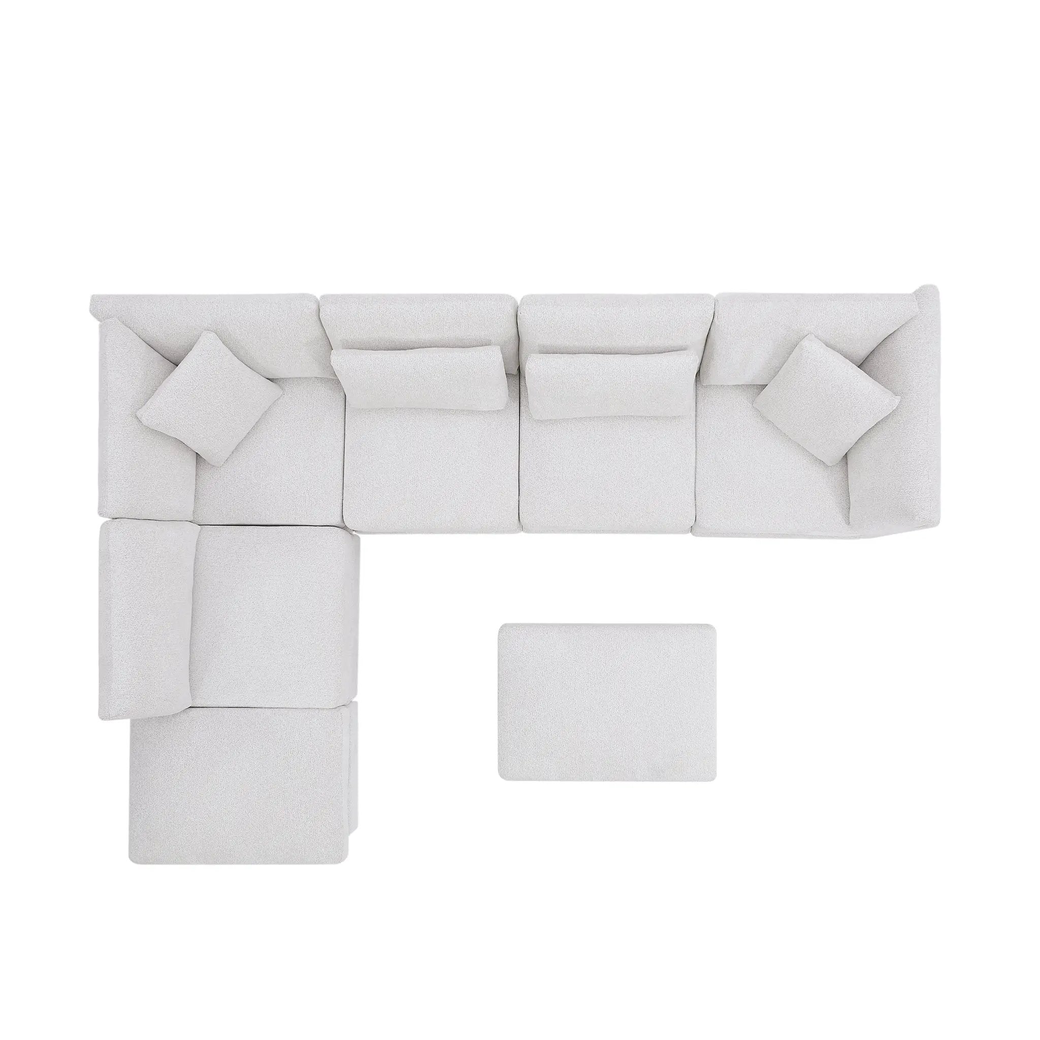 7-Piece Reversible Modular Corner Sectional Sofa - Beige by HouseOfZazla