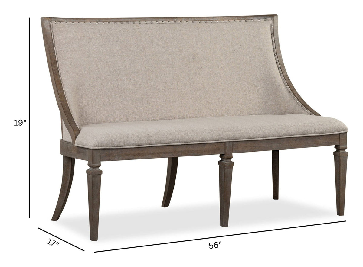 Lancaster - Bench With Upholstered Seat & Back - Dovetail Gray, photo 6 of 7