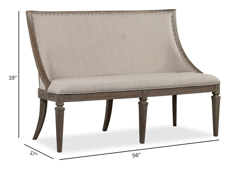 Lancaster - Bench With Upholstered Seat & Back - Dovetail Gray, photo 6 of 7