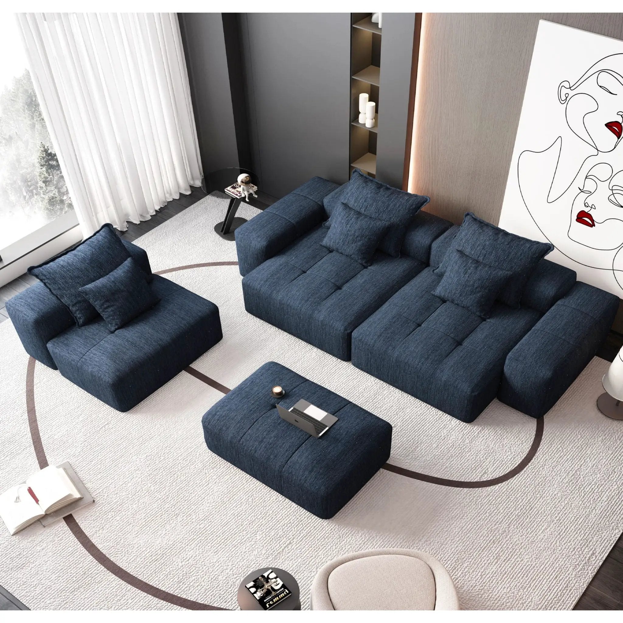 Modern Oversized DIY Combination Modular Sectional Sofa With Pillows by HouseOfZazla