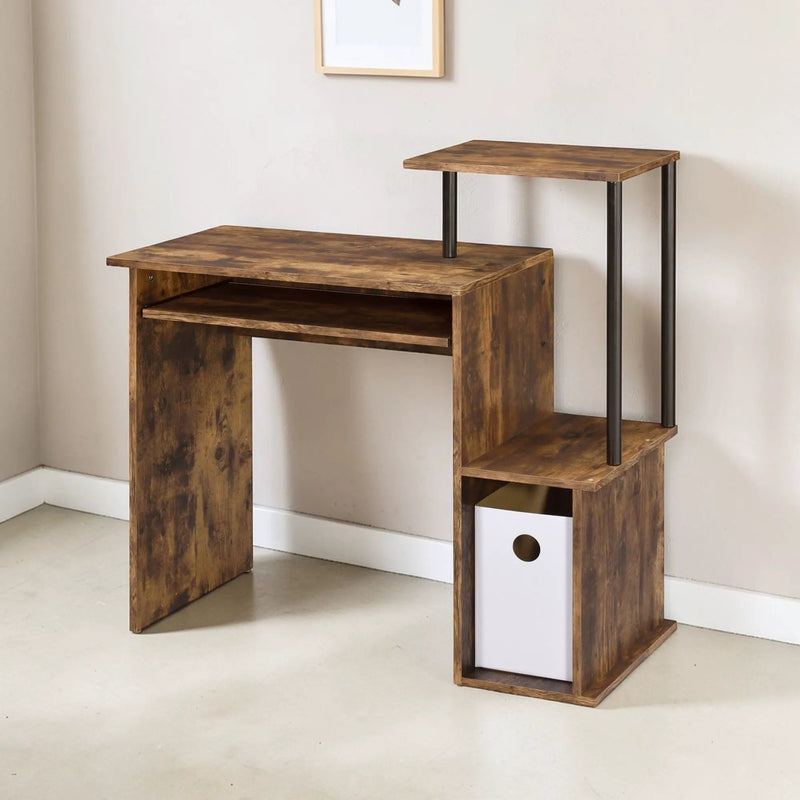Lyphre - Computer Desk - Weathered Oak / Black by Unique Piece Furniture