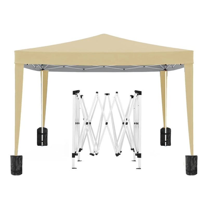 10'X10' Folding Canopy With 4 Removable Sidewalls Outdoor Event Shelter UPF 50+ Gazebo Portable Tents For Parties Beach Camping Wedding Ez Pop Up Canopy 4 Pieces Weight Bag + Carry Bag by Unique Piece Furniture