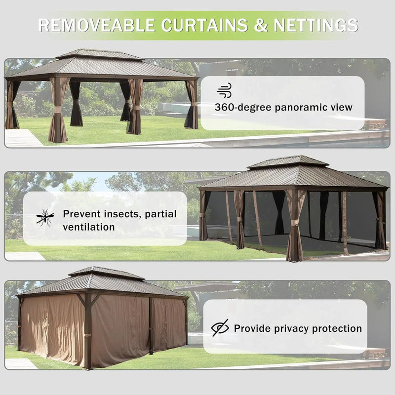 12x24FT Outdoor Gazebo with Galvanized Steel Double Roof by HouseOfZazla