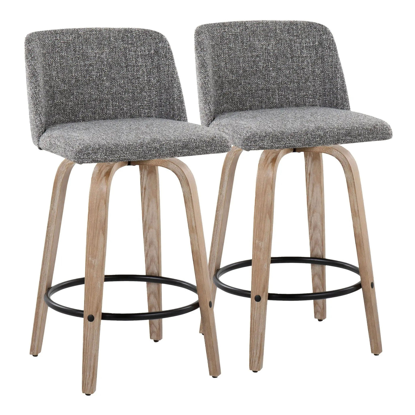 Toriano - Contemporary Fixed-Height Counter Stool & Swivel With Round Footrest (Set of 2) by HouseOfZazla