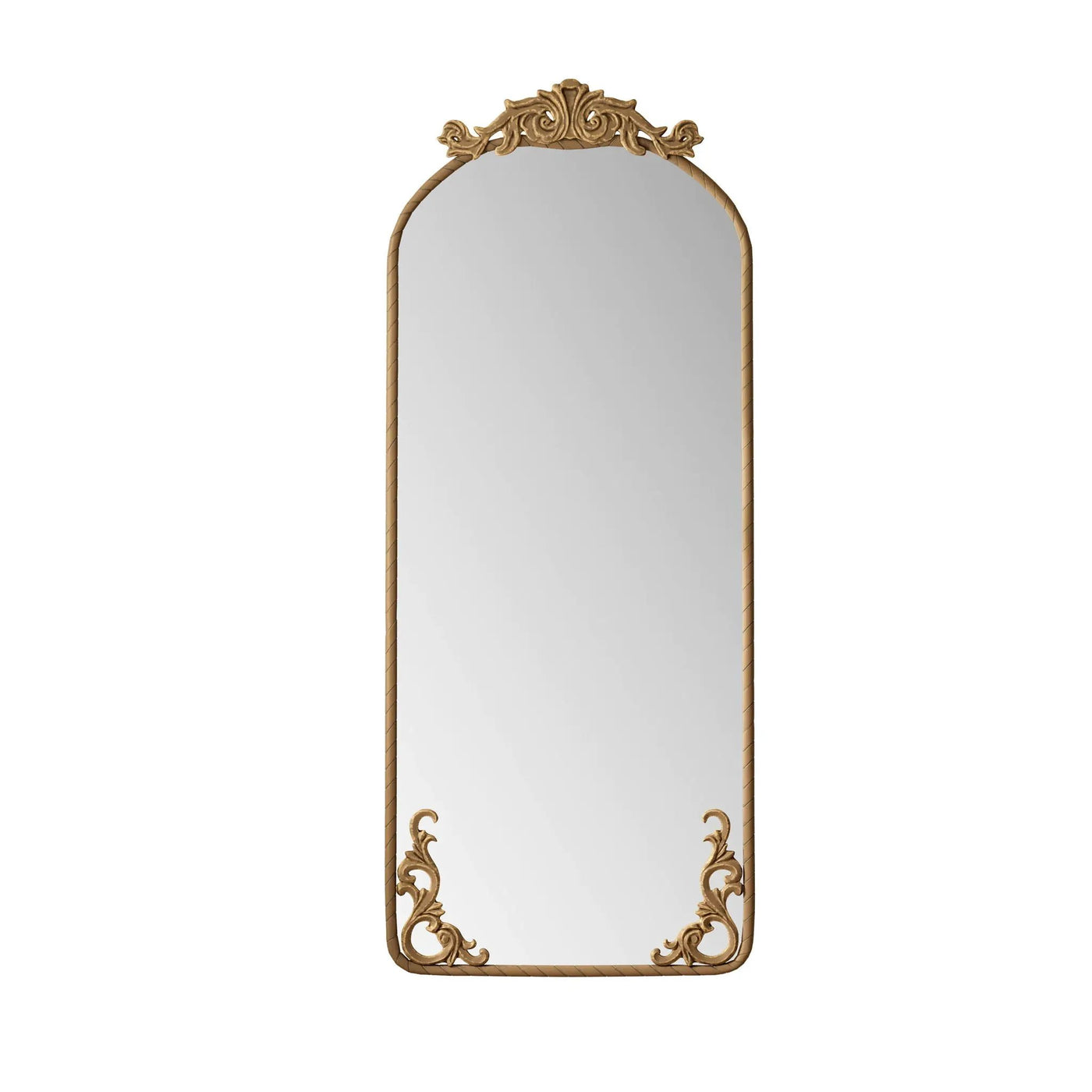 Full Body Arched Mirror With Vintage Carved Applique by HouseOfZazla