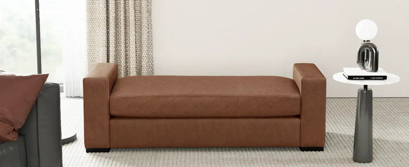 Stylish and Durable Brown Faux Leather Bench by HouseOfZazla
