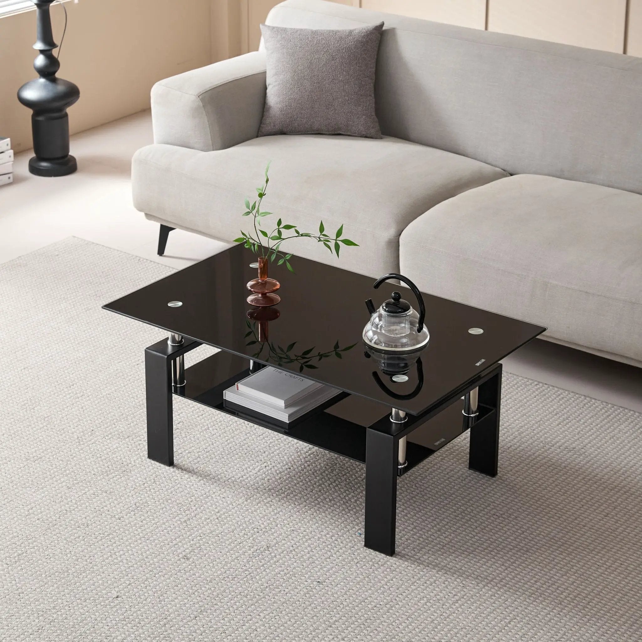 Tempered Glass Table With Storage by Unique Piece Furniture