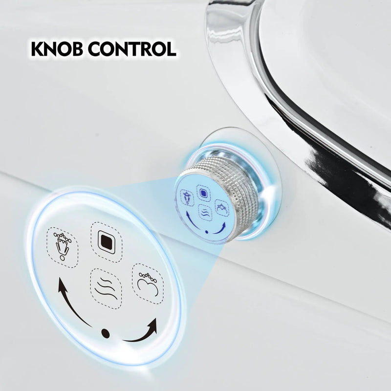 Luxury Smart Toilet With Dryer And Warm Water, Elongated Bidet Toilet With Heated Seat, With Remote Control, Led Night Light, Power Outage Flushing, Soft Close Cover - White by HouseOfZazla