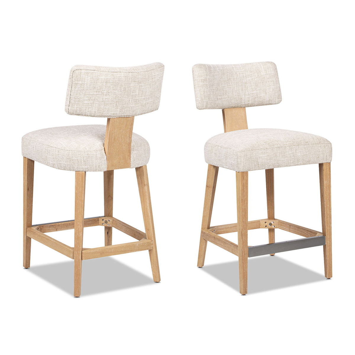 Round Arched Upholstered Counter Stool Set with Open Back - Travertine Beige, photo 8 of 11