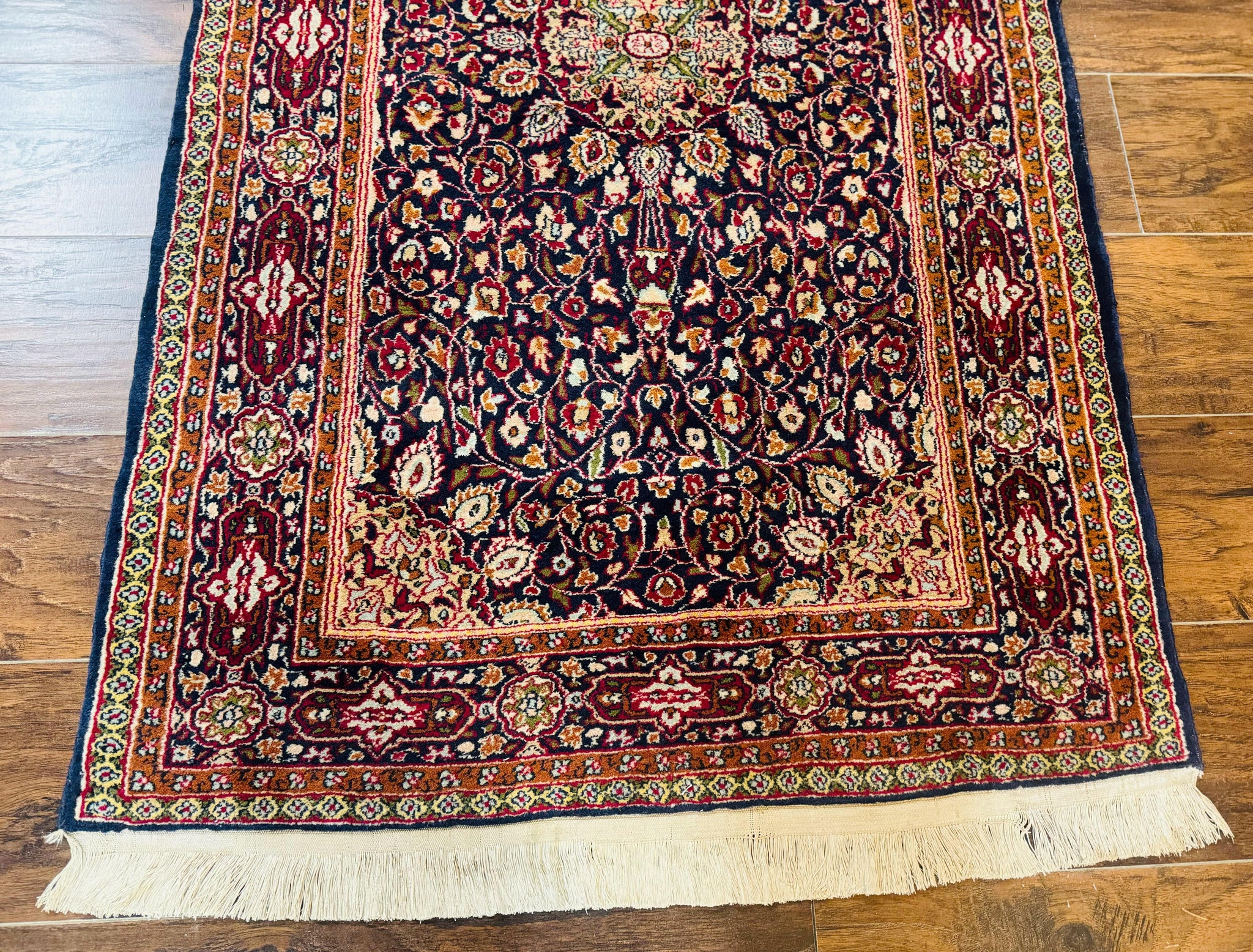 Indo Kashmiri Rug 3x5, Navy Blue, Very Fine 400 KPSI, Pair A by Jewel Rugs