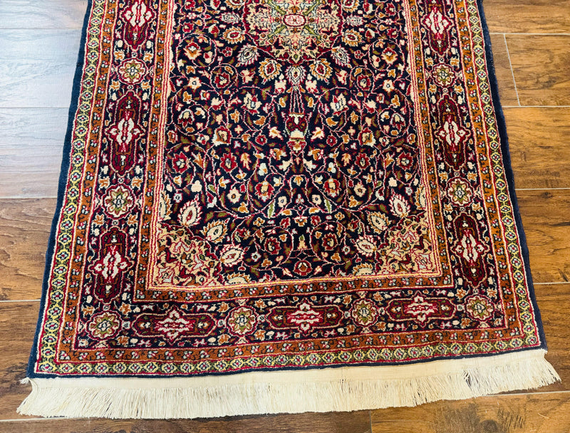 Indo Kashmiri Rug 3x5, Navy Blue, Very Fine 400 KPSI, Pair A by Jewel Rugs