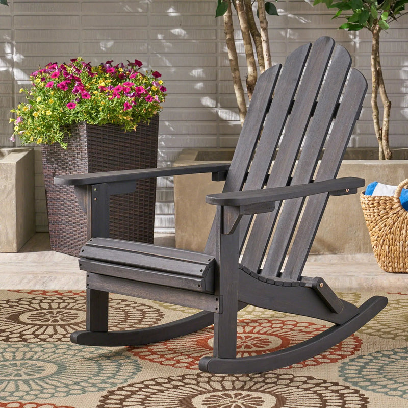 Echoes Outdoor Acacia Wood Adirondack Rocking Chair by HouseOfZazla