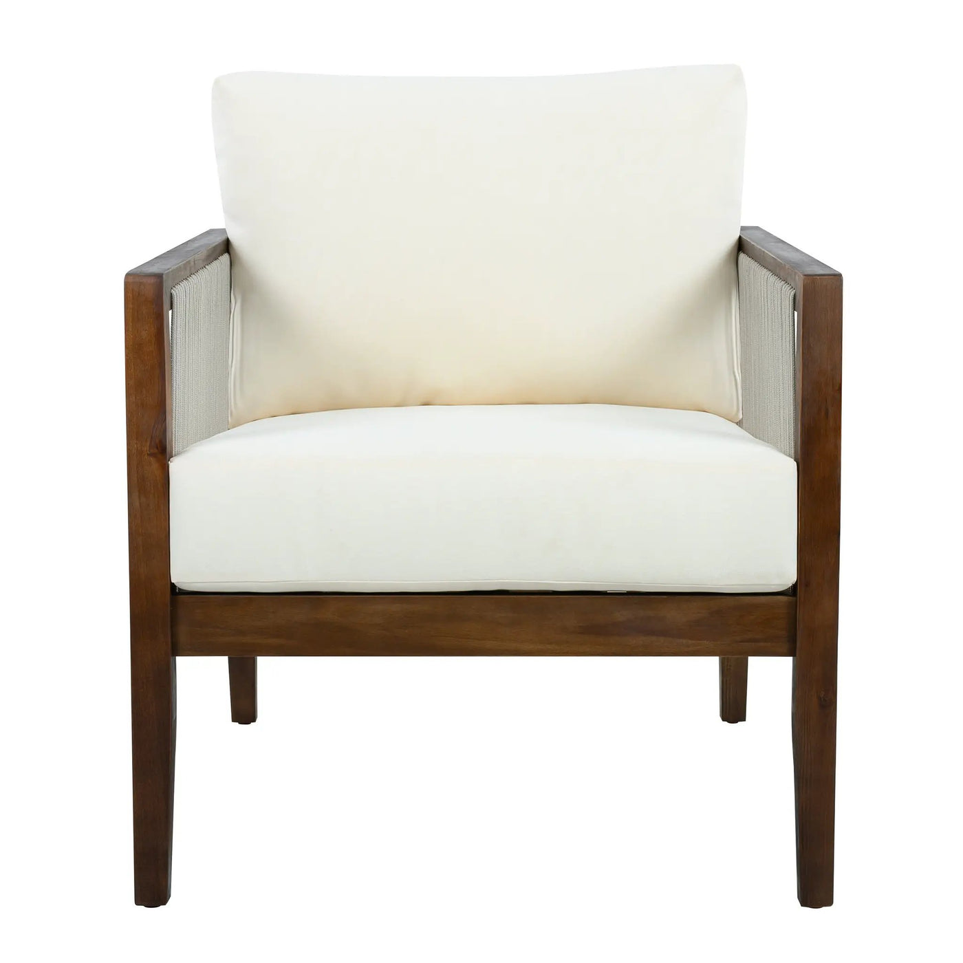 Outdoor Club Chairs (Set of 2), Acacia Wood Frame with Rope Back, Water-Repellent by HouseOfZazla