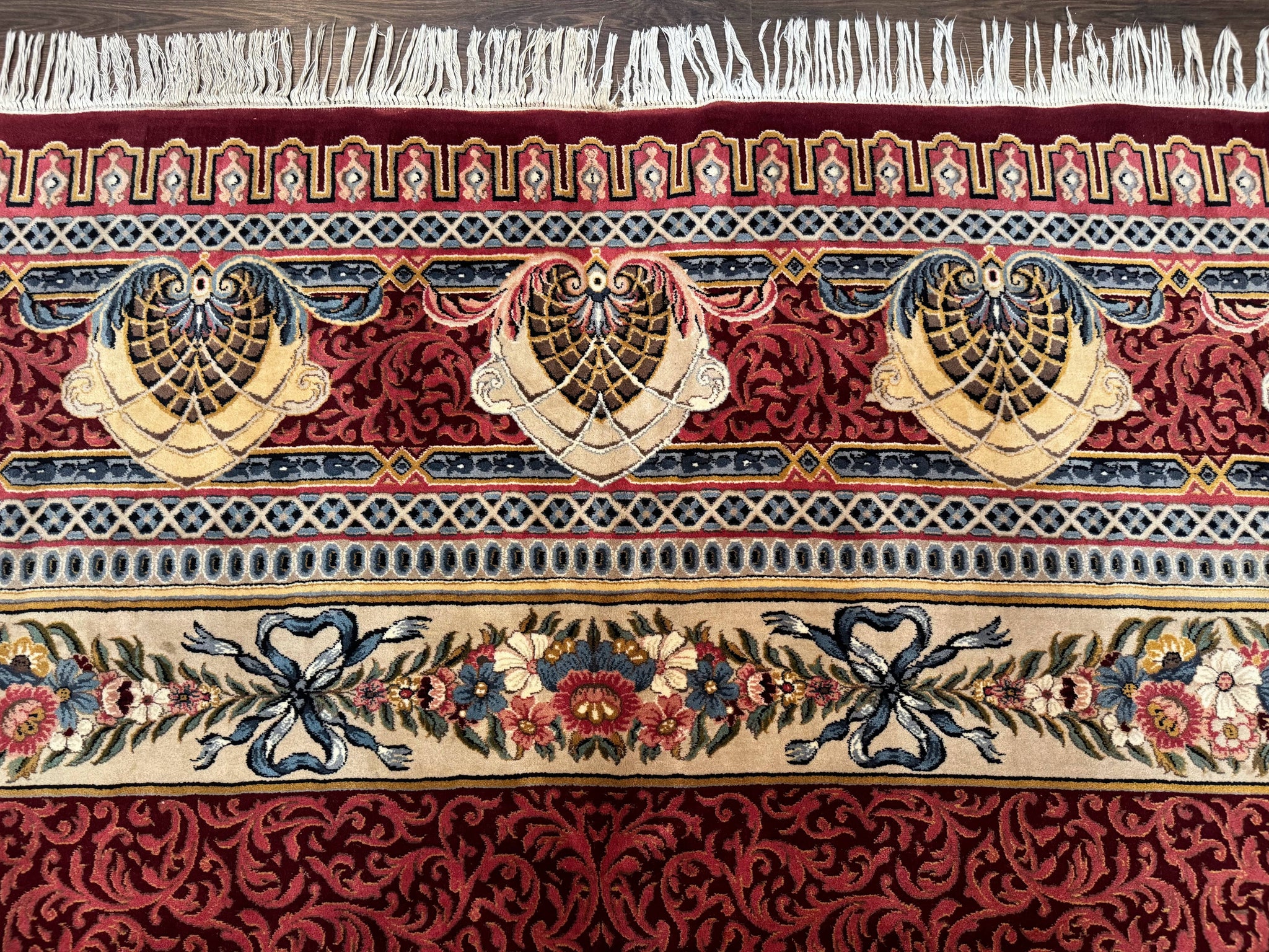 Wonderful Aubusson Rug 10x14, Red Maroon, Elegant, Fine 200 KPSI by Jewel Rugs