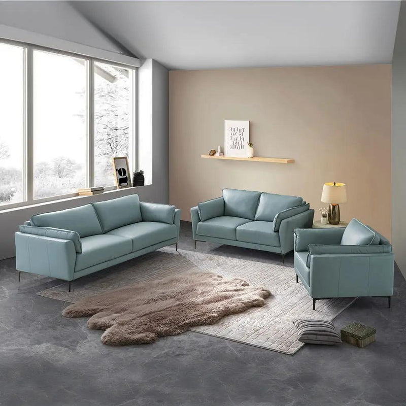 Mesut - Loveseat - Sage Green Top Grain Leather & Black by Unique Piece Furniture