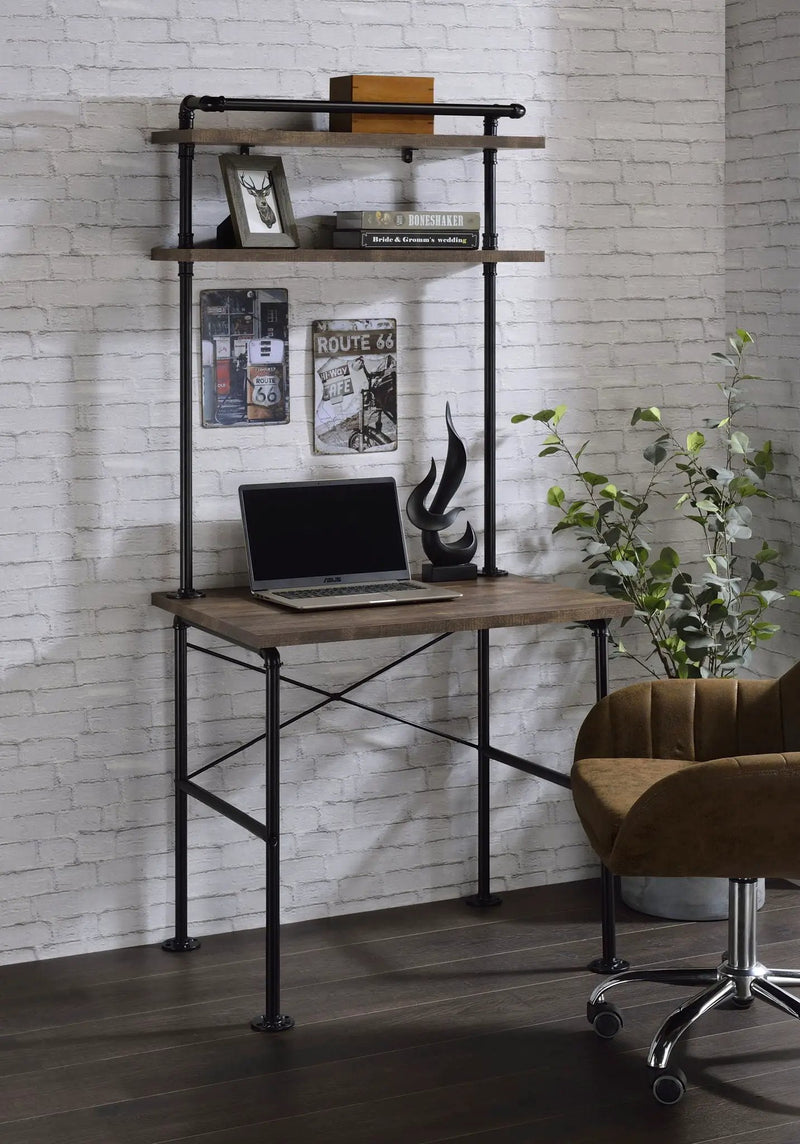 Ensata - Writing Desk - Rustic Oak & Black by Unique Piece Furniture