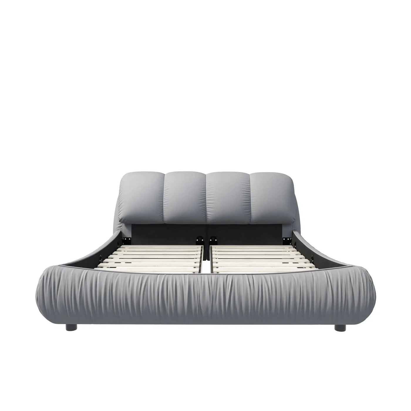 Luxury Upholstered Platform Bed With Oversized Padded Backrest And Solid Wood Frame by HouseOfZazla