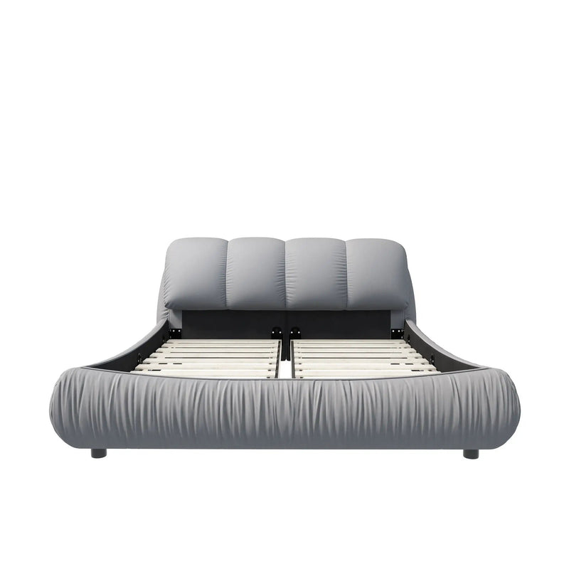 Luxury Upholstered Platform Bed With Oversized Padded Backrest And Solid Wood Frame by HouseOfZazla