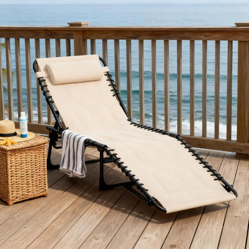 Outdoor Reclining Camping Tanning Chair with Headrest by HouseOfZazla