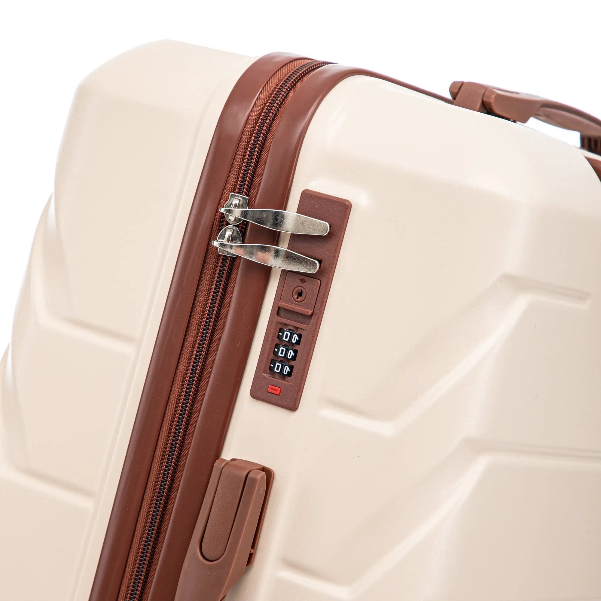 3-Piece ABS Spinner Wheel Luggage Set 20"/24"/28" Beige by HouseOfZazla