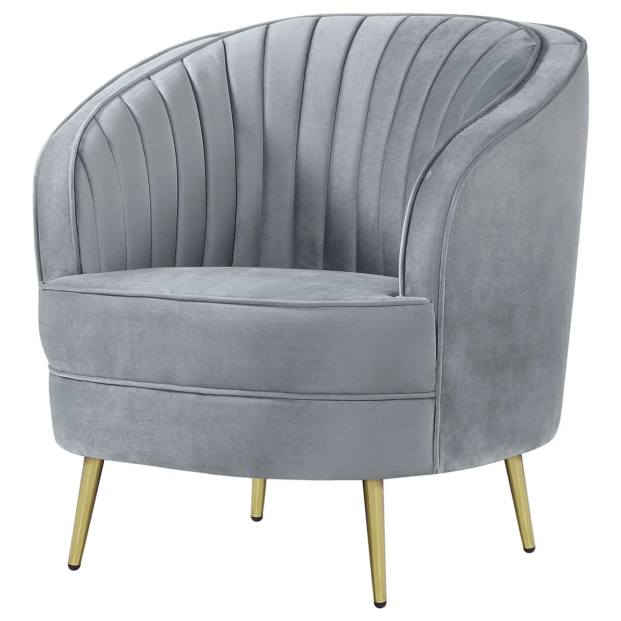 Sophia Upholstered Channel Tufted Barrel Accent Chair Grey by Unique Piece Furniture