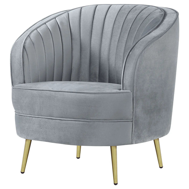 Sophia Upholstered Channel Tufted Barrel Accent Chair Grey by Unique Piece Furniture
