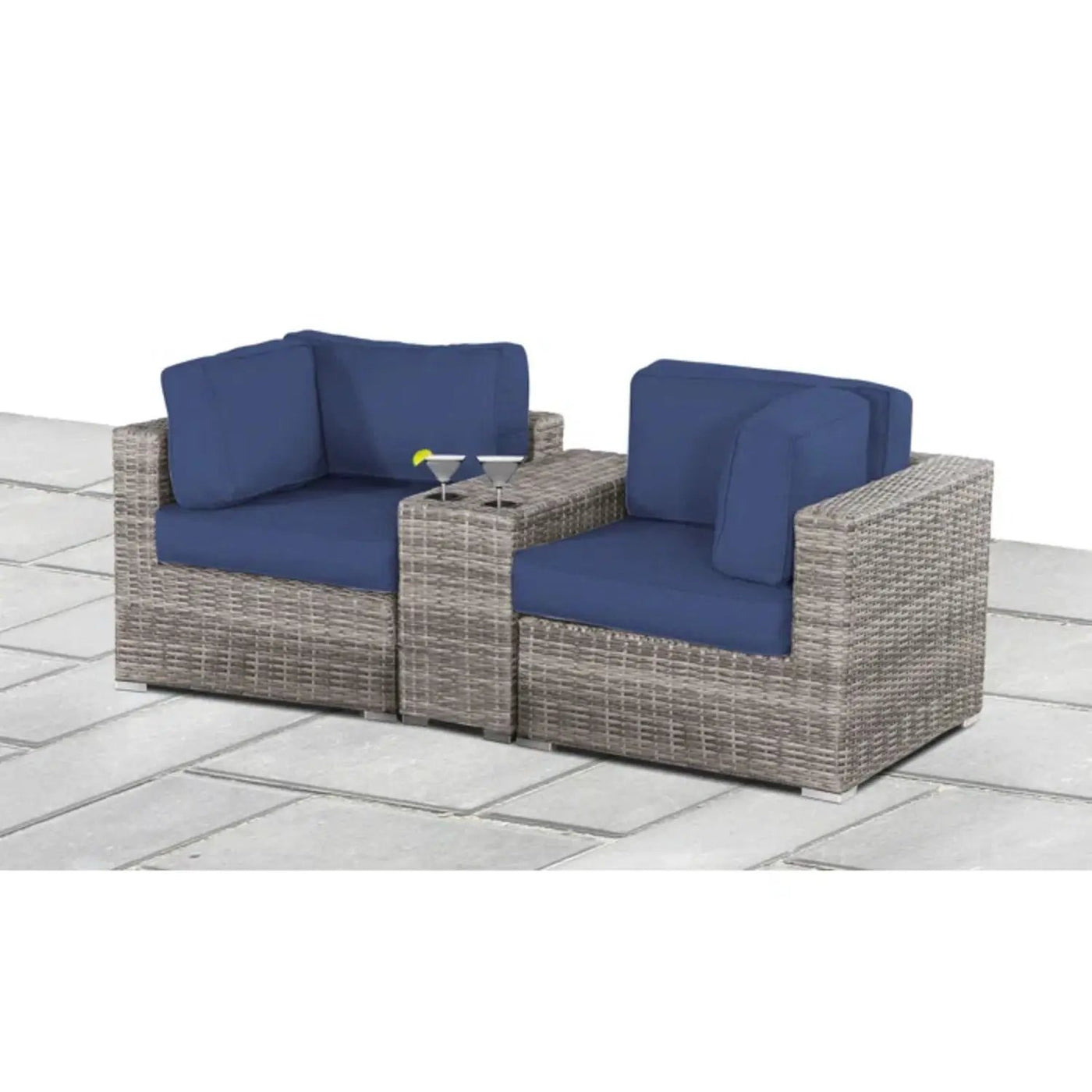 Handcrafted Outdoor Loveseat With Wicker Seating by Unique Piece Furniture
