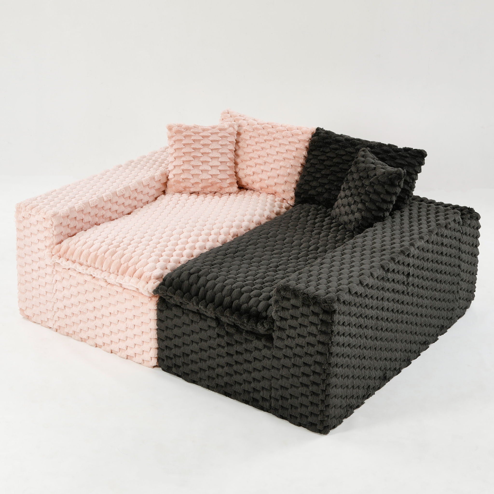 Multifunctional Sofa Pink Black, Fits 4 People by HouseOfZazla