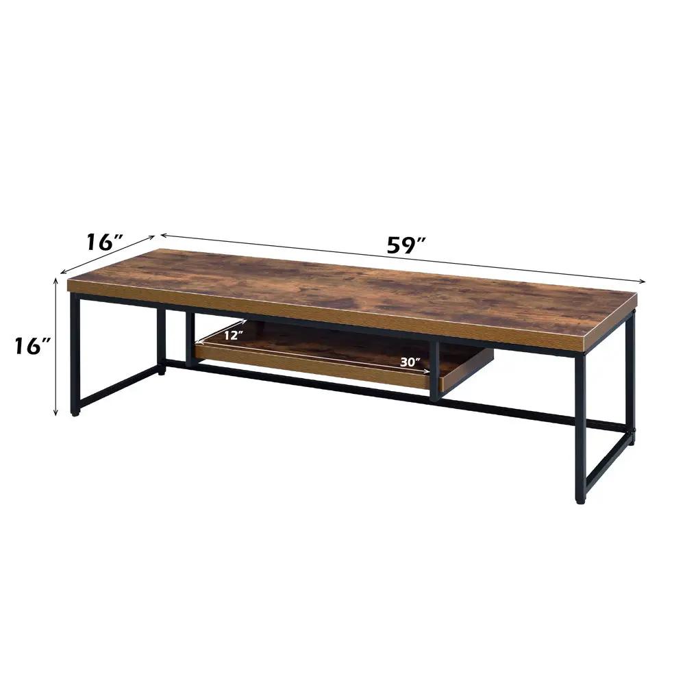 Bob - 16" TV Stand - Weathered Oak & Black Metal by Unique Piece Furniture
