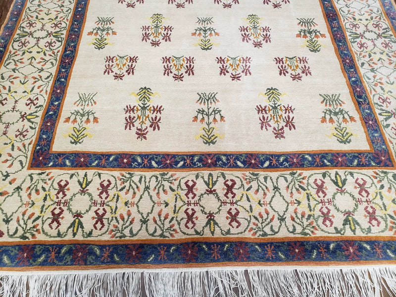 Tufenkian Rug 5.9 x 8.6, Tibetan Nepalese Rug, Hand Knotted, Soft Shiny Wool, Repeated Motifs, Contemporary Modern, Area Rug 6x9, Vintage by Jewel Rugs