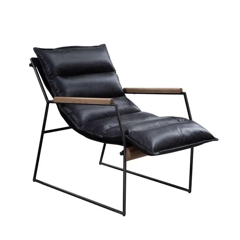 Luberzo - Accent Chair - Distress Espresso Top Grain Leather & Matt Iron by Unique Piece Furniture