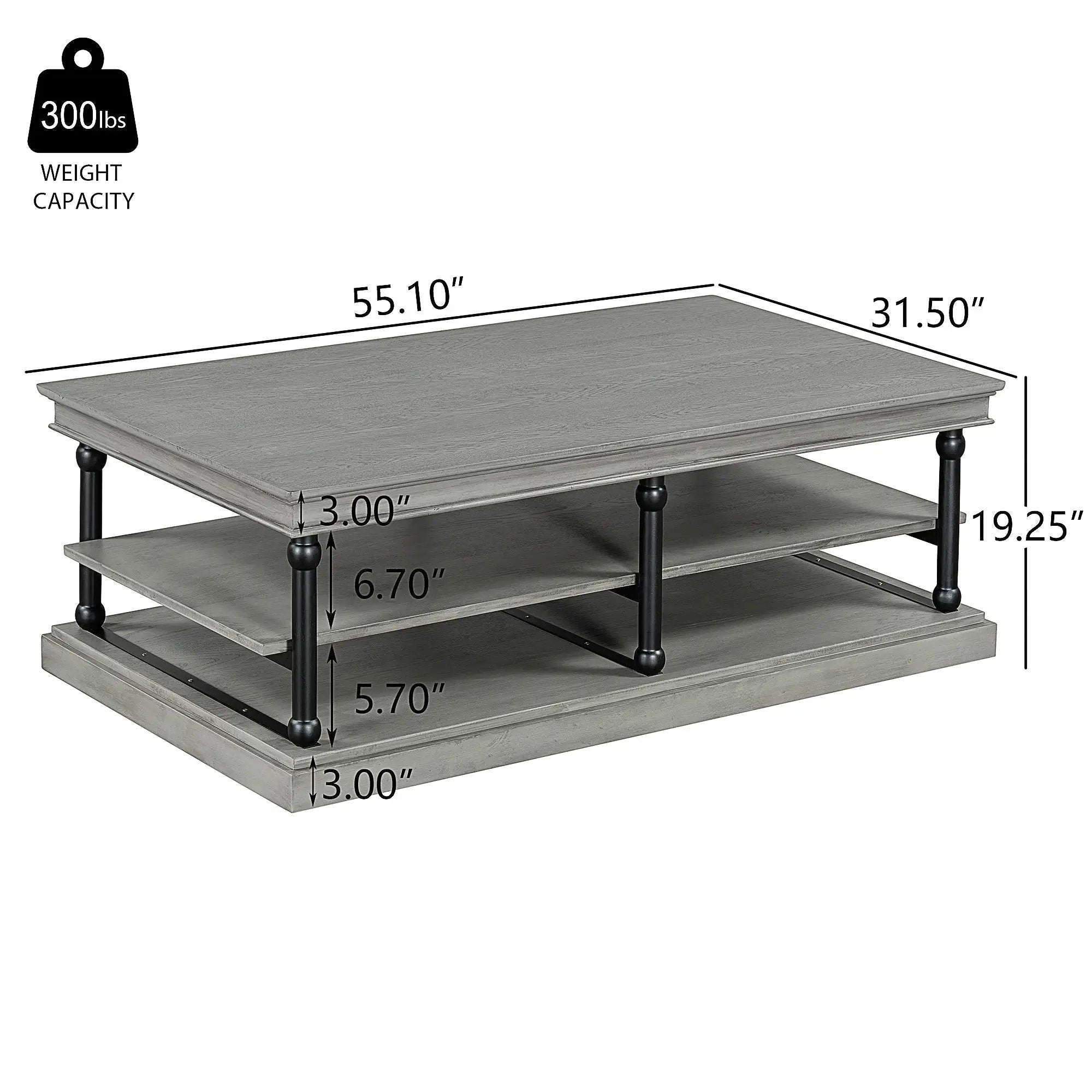 55.1" Wood Coffee Table with Storage Shelves by HouseOfZazla