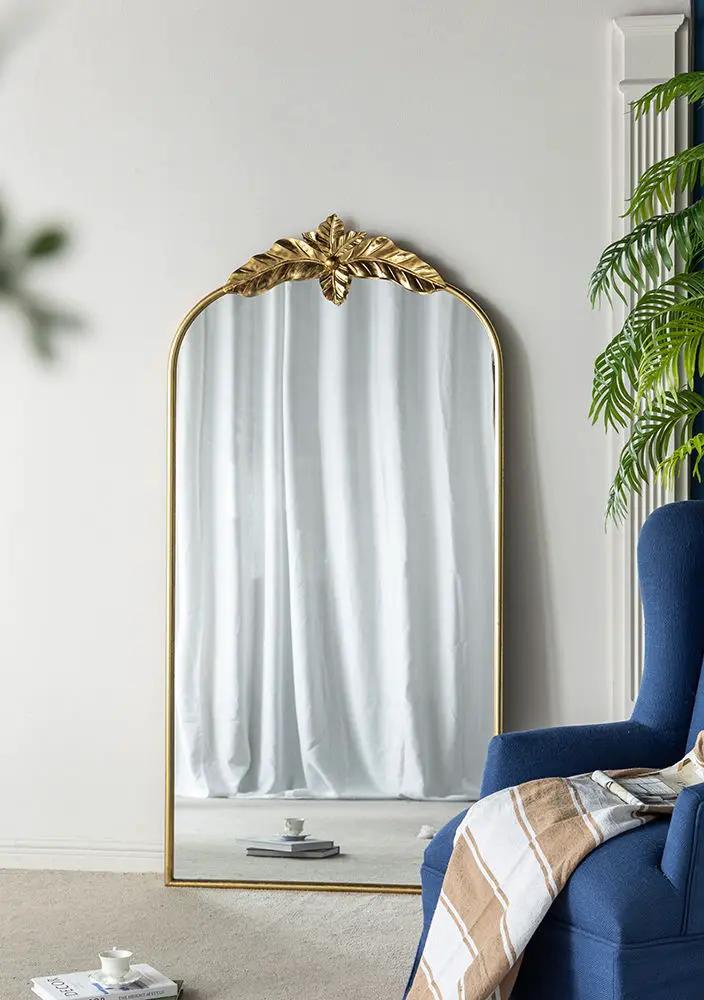 Arched Wall Mirror With Metal Frame, Wall Mirror For Living Room by HouseOfZazla