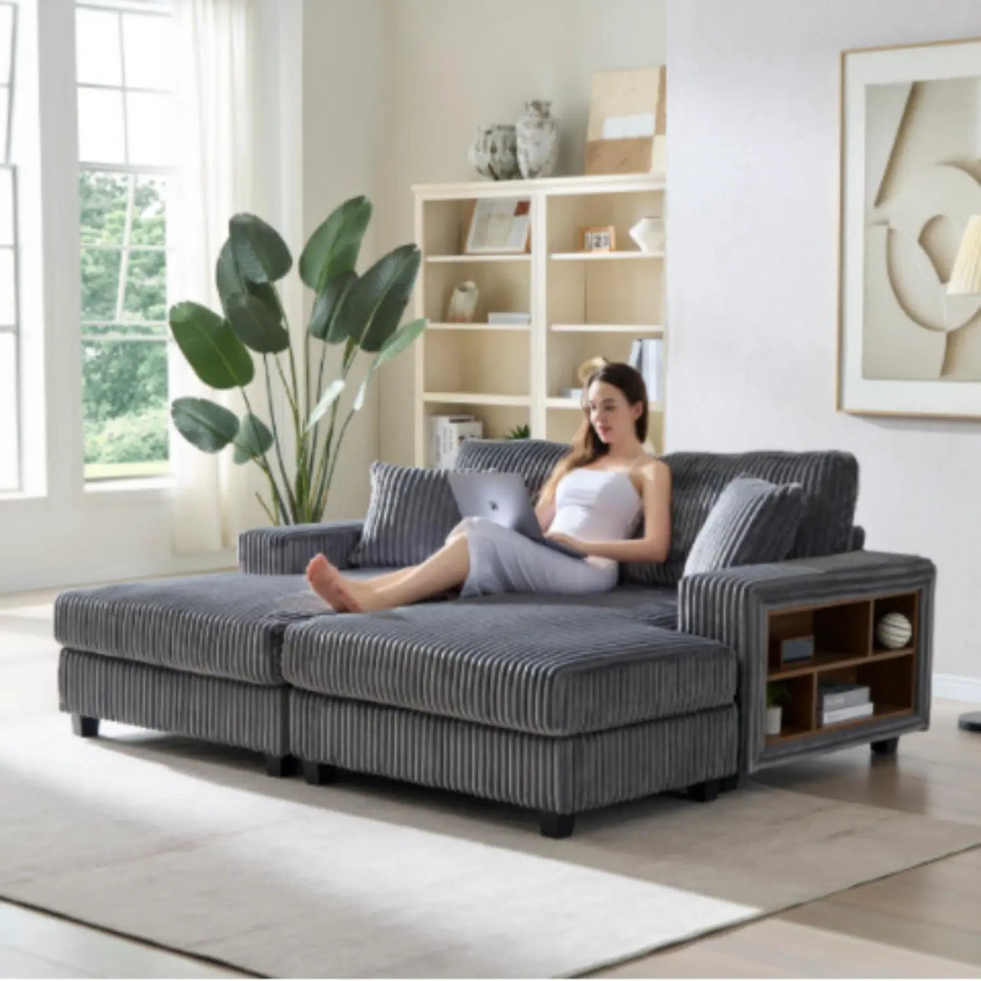 Convertible Sectional Sofa, Sleeper Oversized Living Room Lounge by Unique Piece Furniture