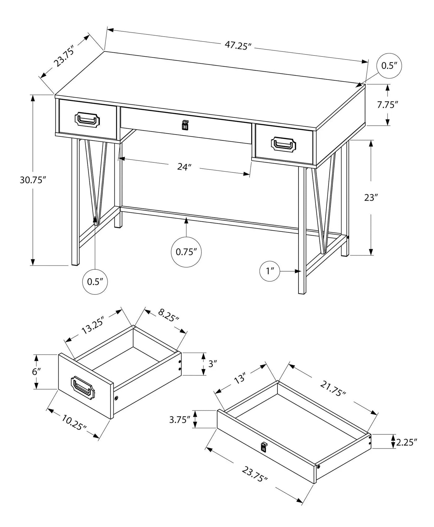 Computer Desk For Home Office, Laptop, Storage Drawers, Transitional by HouseOfZazla