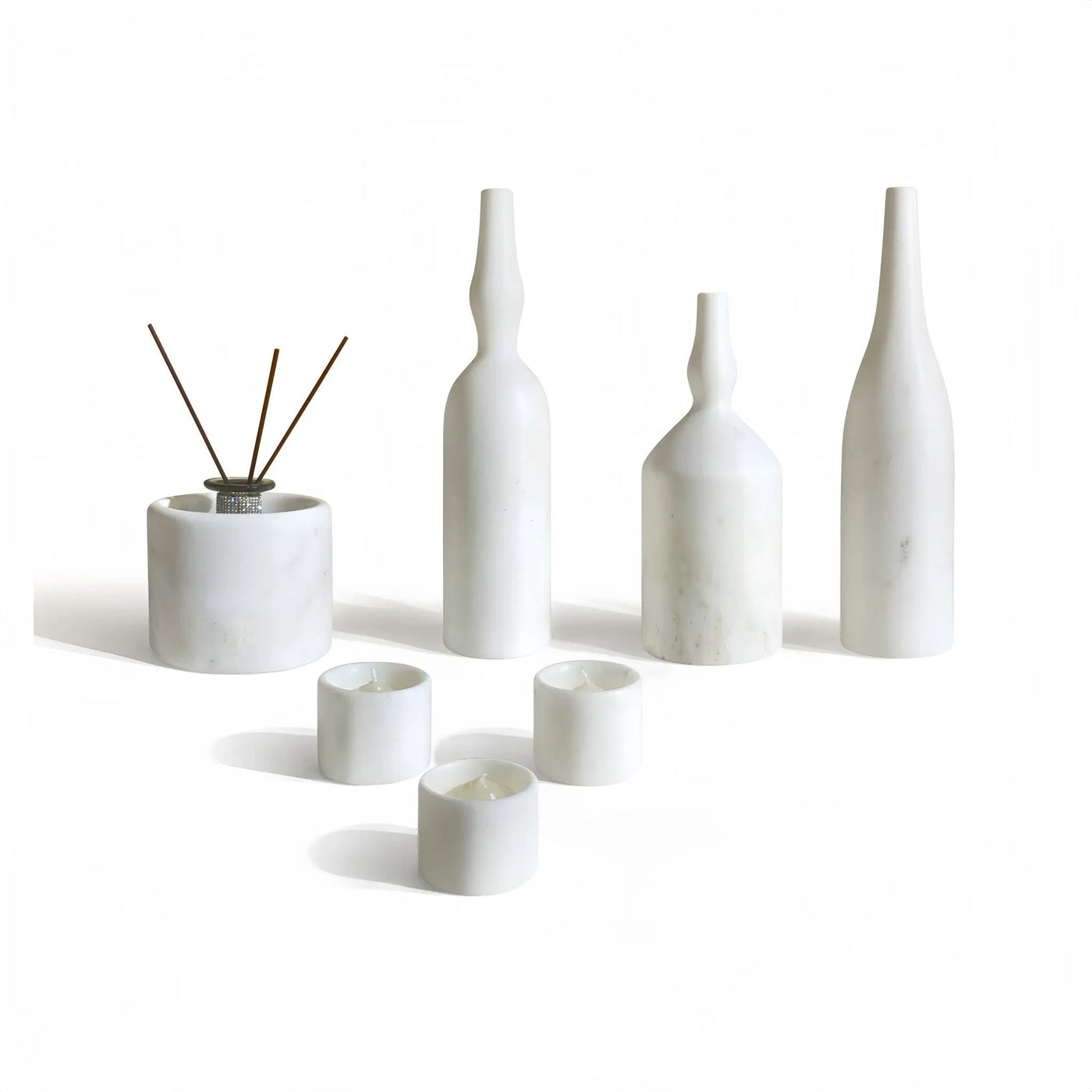 7 Pieces Luxury Natural Marble Living Room Accessories Set by Unique Piece Furniture