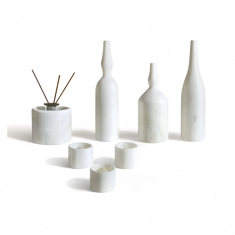 7 Pieces Luxury Natural Marble Living Room Accessories Set by Unique Piece Furniture