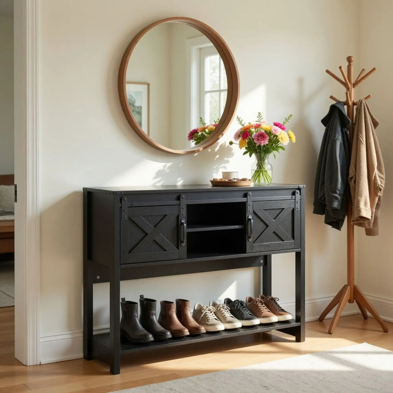 Farmhouse Entryway Table With Sliding Barn Door by HouseOfZazla