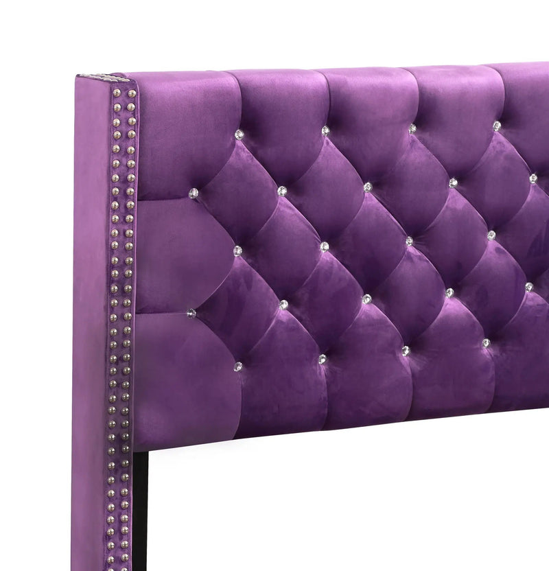 Upholstered Nailhead Trim Chic Bed by Unique Piece Furniture