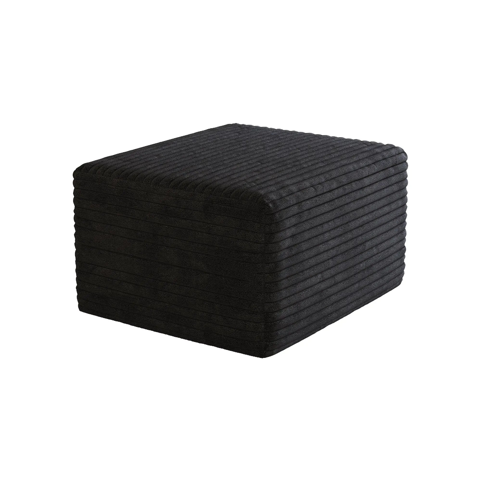 Black Plush Corduroy Sofa Ottoman - No Assembly Required by HouseOfZazla